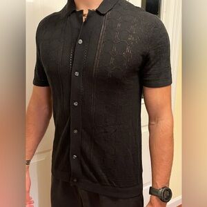 Abercrombie & Fitch black Knit Polo Shirt